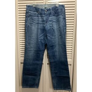 Ariat Medium‎ Wash Embroidery Denim Jeans Mid Rise Straight Size 32R Zip Logo